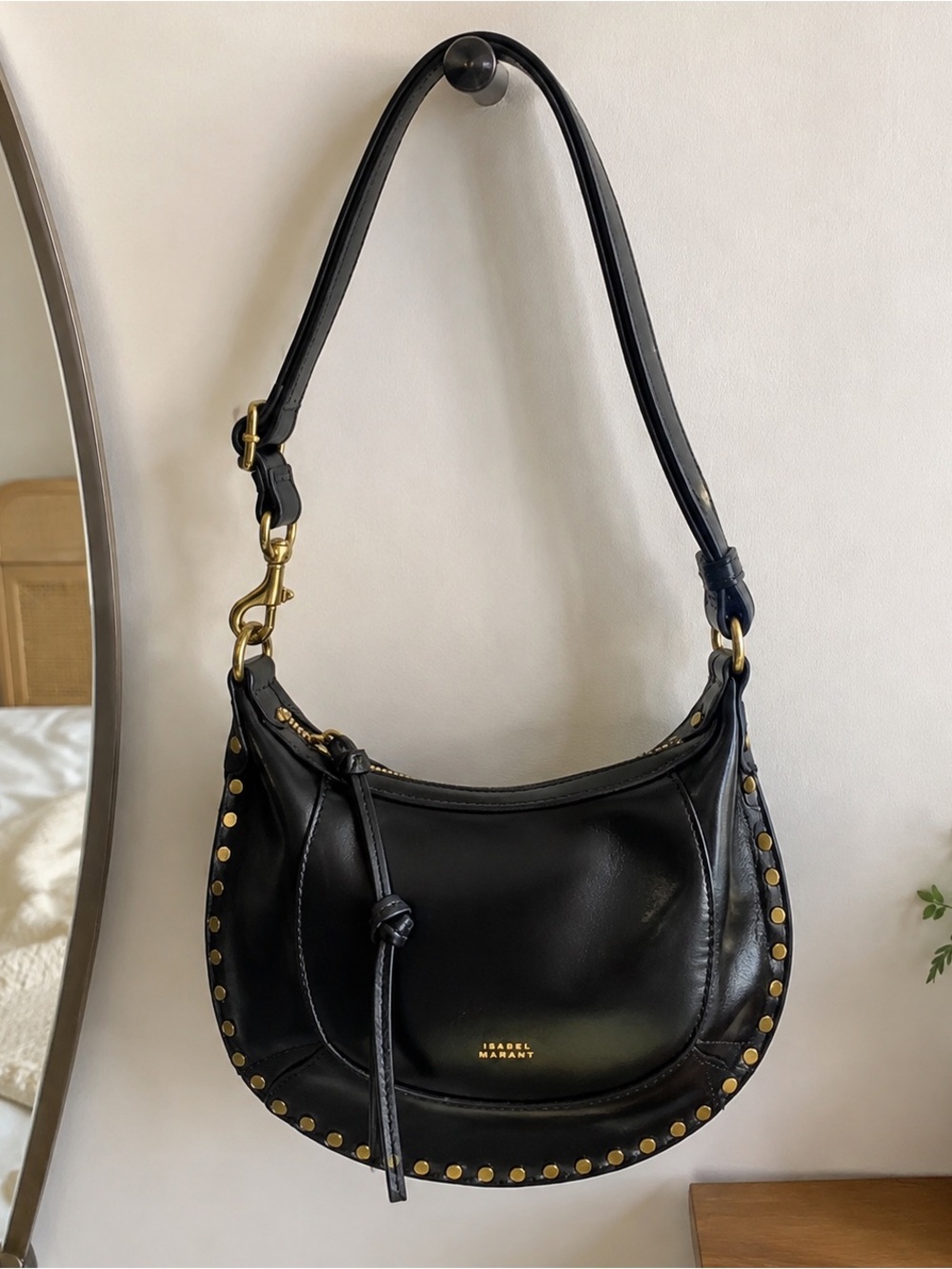 Isabel Marant Black Leather Studded Shoulder Bag